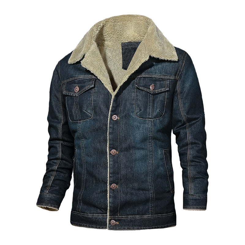 Denim Jacket Fashion Men's Outdoor Coat Warm Winter Cowboy - Farefe