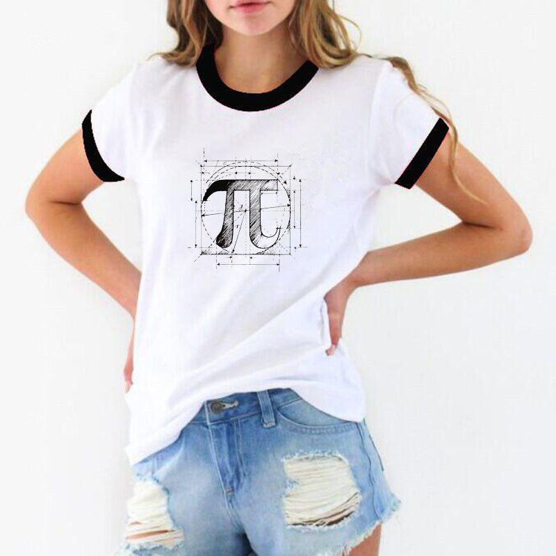 Fashion Ladies White Printed Short Sleeve T-Shirt - Cotton, Letters Pattern, Lightly Cooked Style