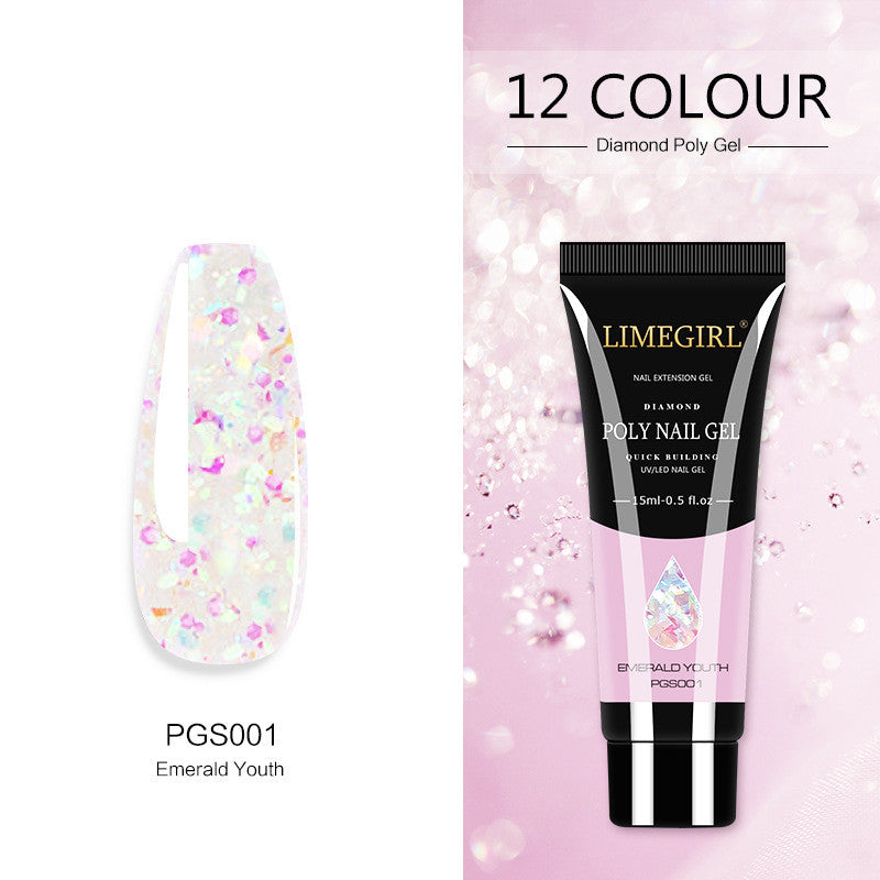 12 Color Nail Art Glitter Powder Extension Gel - Painless and Shimmering Nail Art Sequin Gel - Farefe