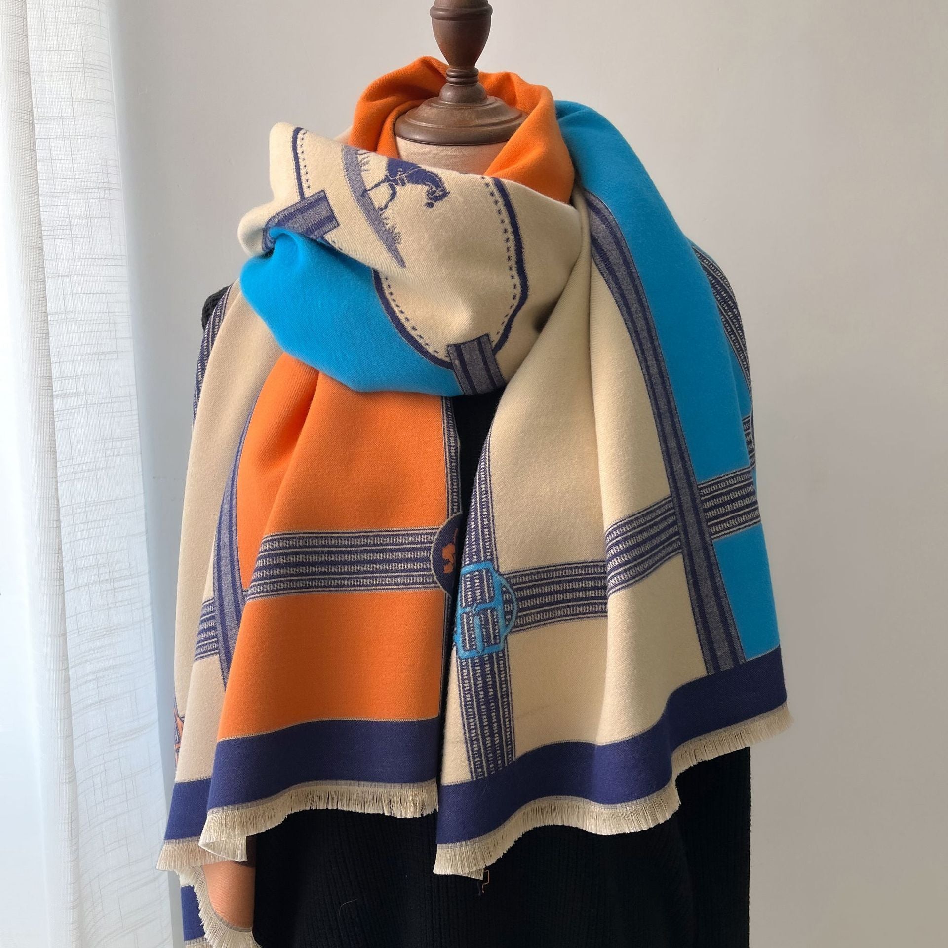 Color Block Cashmere Scarves for Women - Warm and Stylish Scarf for Winter - Farefe