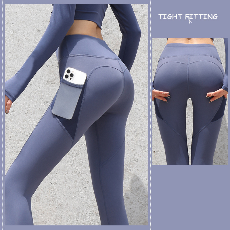 Gym Sport Seamless Leggings With Pockets - High Waist Women's Fitness Running Yoga Pants - Farefe