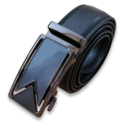 Men's Ratchet Belt - PU Leather, Adjustable Size, Slide Buckle, No Holes - SHAVIT