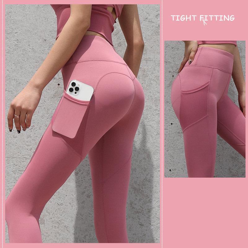 Gym Sport Seamless Leggings With Pockets - High Waist Women's Fitness Running Yoga Pants - Farefe