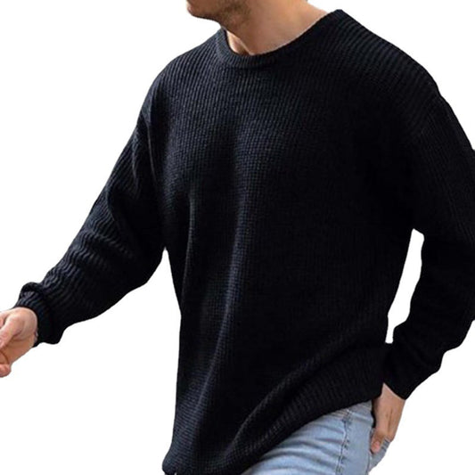 Fashion Sweater Men's Knit Top | Solid Color Round Neck - Farefe