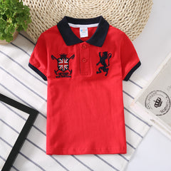 Polo Kids Shirt Boys - Korean Style Short Sleeve Lapel Shirt for Boys (8703)