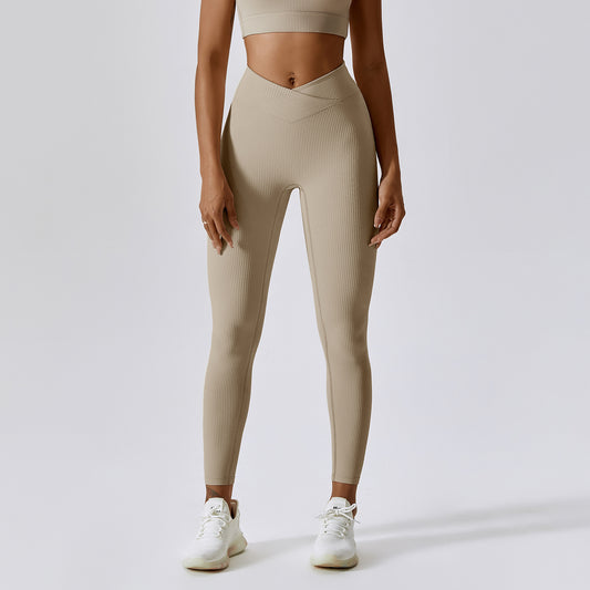 Threaded European And American Tight Yoga Pants For Outer Wear - Farefe
