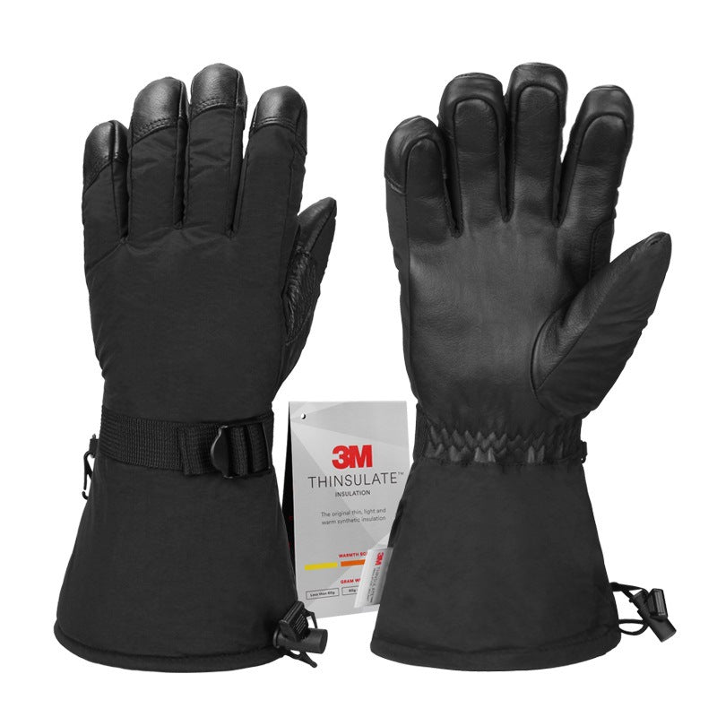 Leather Long Fleece Lined Cold-Resistant Warm Gloves - Genuine Leather, Non-Slip, Windproof (M-XXL) - Farefe