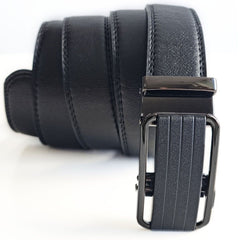 Men's Leather Ratchet Belt with Slide Buckle - Adjustable Size - Made in USA