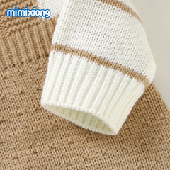 Baby Rompers Knitted Long Sleeve Jumpsuits Autumn Winter Casual Unisex Outerwear 0-18m - Farefe