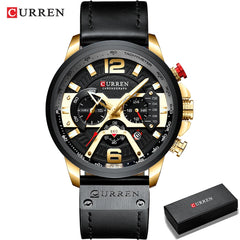 CURREN Military Leather Wrist Watch Fashion Chronograph Men's Sport Watch 48mm - Farefe