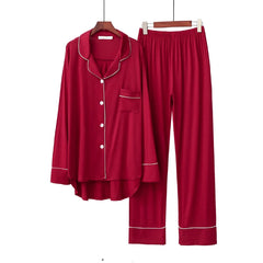 2PCS Women's Long Sleeve Solid Modal Pajama Set - Soft and Breathable - Farefe