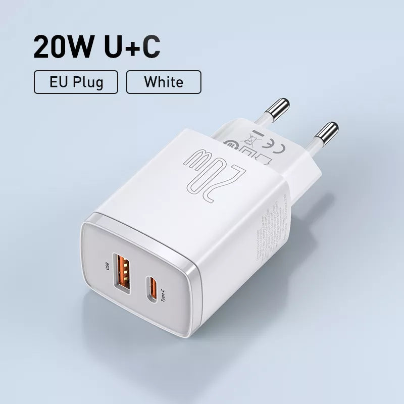 20W USB Charger | Type C PD Fast Charging | Dual USB Port | Portable Phone Charger for iPhone 15 14 13 12 11 Pro Max - Farefe