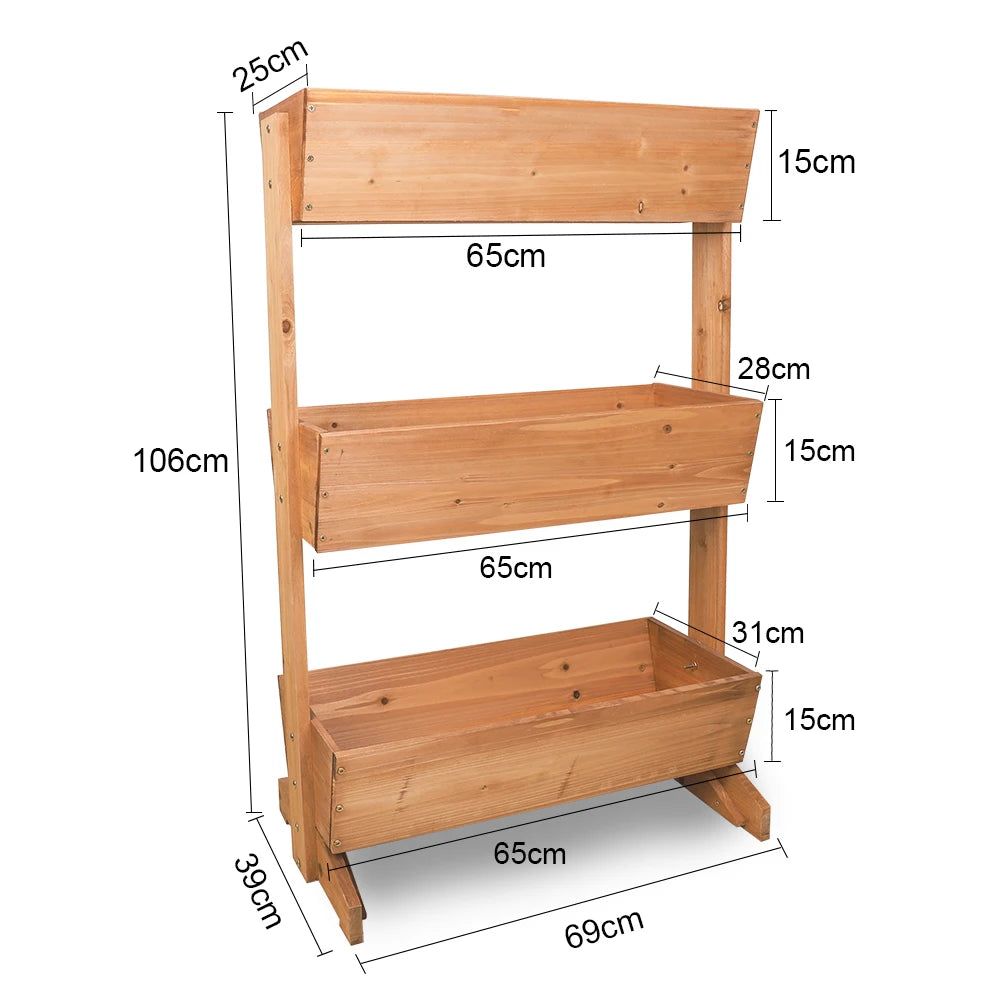 3 Tier Wooden Vertical Raised Garden Bed Planter Box - Farefe