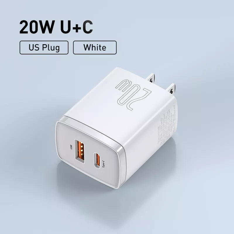 20W USB Charger | Type C PD Fast Charging | Dual USB Port | Portable Phone Charger for iPhone 15 14 13 12 11 Pro Max - Farefe