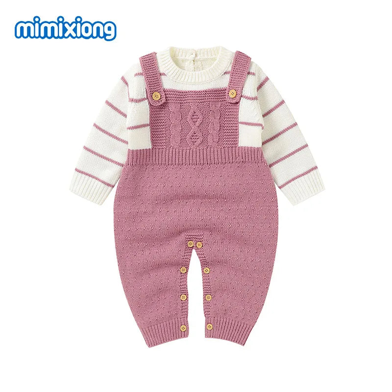 Baby Rompers Knitted Long Sleeve Jumpsuits Autumn Winter Casual Unisex Outerwear 0-18m - Farefe