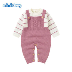 Baby Rompers Knitted Long Sleeve Jumpsuits Autumn Winter Casual Unisex Outerwear 0-18m - Farefe