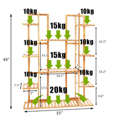 9 Tier Bamboo Plant Stand Rack for Indoor Outdoor Display – Holds 17 Pots - Farefe