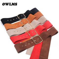 Newest Brown Coat Belt Women's Belts Long Gold Pin Buckle Sweater Bundle Jacket Waist Skirt Waistband Red Velvet Soft Strap Belt