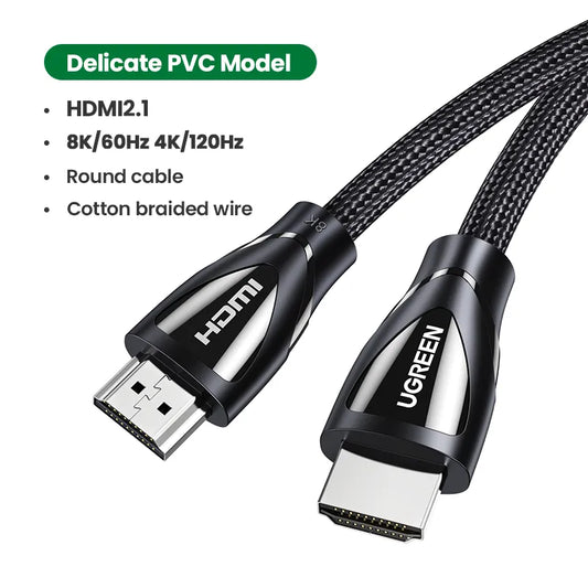 Ugreen HDMI 2.1 Cable 8K/60Hz 4K/120Hz for Xiaomi Mi Box HDMI2.1 Cable 48Gbps HDR10+ HDCP2.2 for PS4 HDMI Splitter 8K HDMI Cable - Farefe