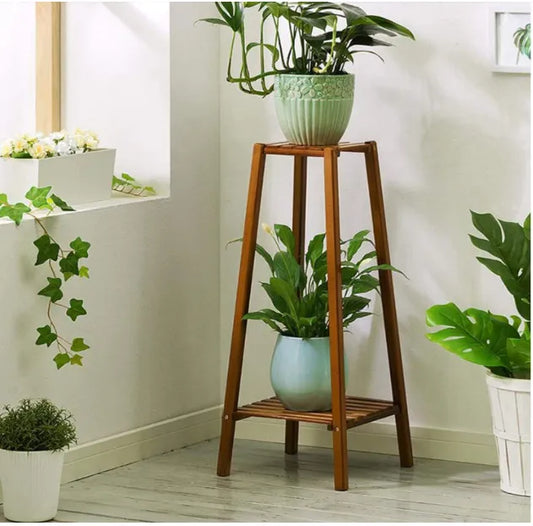 77/97/117cm Tall Bamboo Plant Stand Flower Pot Display Rack Shelf Indoor Outdoor - Farefe