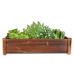 Large Rectangular Wooden Planters for Outdoor Gardens - Flower, Plant, and Herb Pot Boxes