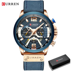 CURREN Military Leather Wrist Watch Fashion Chronograph Men's Sport Watch 48mm - Farefe