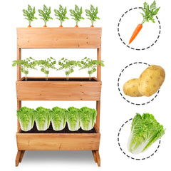 3 Tier Wooden Vertical Raised Garden Bed Planter Box - Farefe