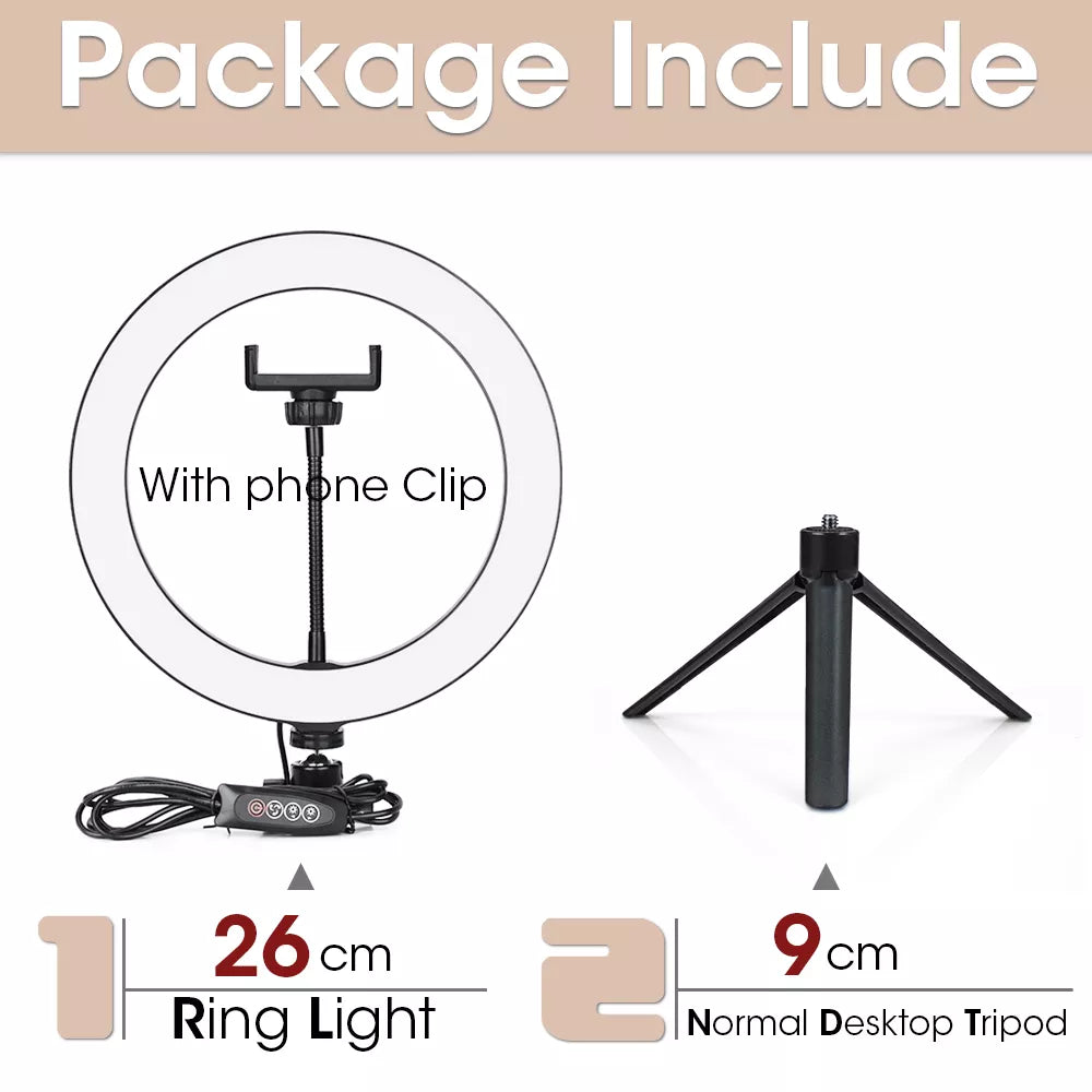 LED Ring Light Photography Selfie Lamp With Tripod For Phone Stand - Live Video Streaming - Farefe