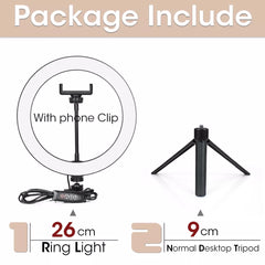 LED Ring Light Photography Selfie Lamp With Tripod For Phone Stand - Live Video Streaming - Farefe