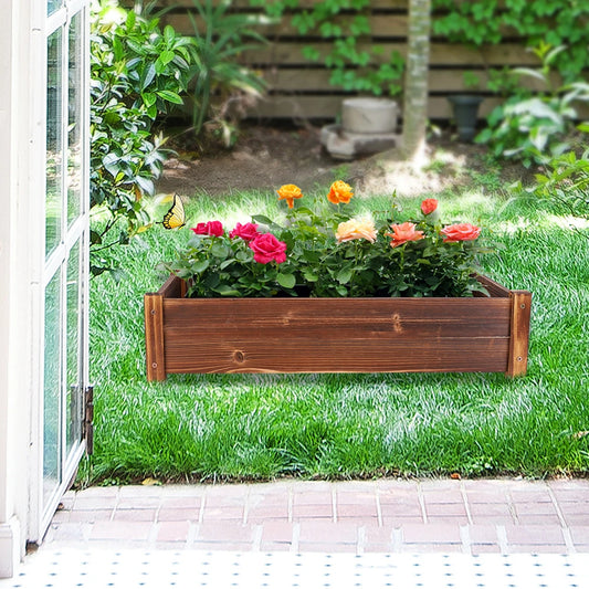 Large Rectangular Wooden Planters for Outdoor Gardens - Flower, Plant, and Herb Pot Boxes