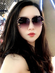 Elevate Your Style with Trendy Rhinestone Frameless Sunglasses for Women