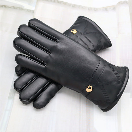 Down Cotton Fleece-lined Warm Leather Gloves for Men - Touch Screen, Windproof (27CMX11CM) - Farefe