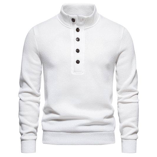 Men's Fashion Trendy Turtleneck Buttons Sweater - Stylish and Comfortable Long Sleeve Pullover for Youth. Available in Light Gray, White, Dark Gray, and Black. Crafted with Twisted Flower Design. Perfect for Adult Men, Sizes S to XXL. - Farefe