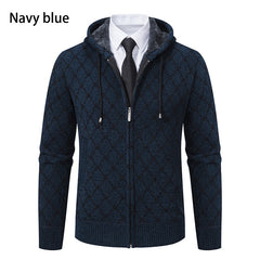 Men's Hooded Fashion Casual Trend Sweater - Black/Navy Blue/Milky White/Dark Gray (M-XXXL) - Polyester Fiber (Polyester) - Cardigan Style