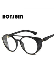 Experience Retro Oval Sunglasses: Frosted Black, Night Vision, Yellow Double Nose Bridge, UV400 Protection