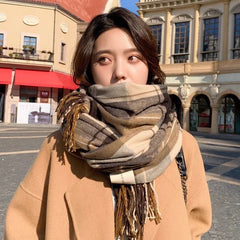 Fashion Plaid Scarf for Women | Winter Warm Thickened Long Scarf