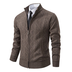 Men's Casual Loose Cardigan Sweater Fashion - Red, Navy Blue, Beige, Brown, Dark Gray, M-3XL Sizes, Loose Fit, Thickened Polyester Fabric