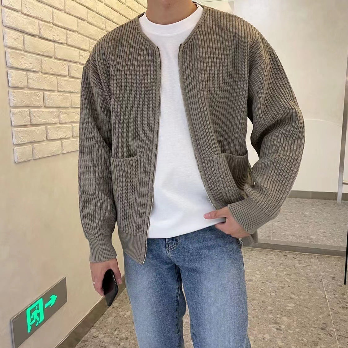 Fashion Trendy Ins Trendy Knitted Cardigan Men's Sweater - Farefe