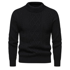 Men's Solid Color Round Neck Pullover Sweater in Thickening Fabric - Dark Gray, Green, Blue, Black, Beige, Light Brown (M-3XL) - Farefe
