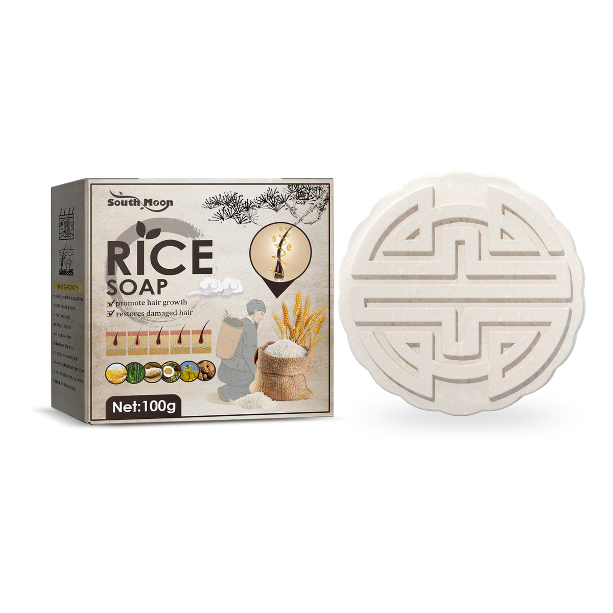 Rice Shampoo Soap for Hair Growth | Anti-Hair Loss Treatment | Nourishing & Strengthening Formula