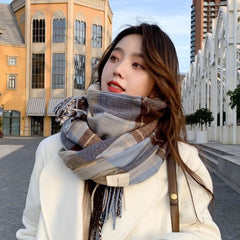 Fashion Plaid Scarf for Women | Winter Warm Thickened Long Scarf