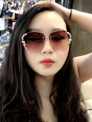 Elevate Your Style with Trendy Rhinestone Frameless Sunglasses for Women