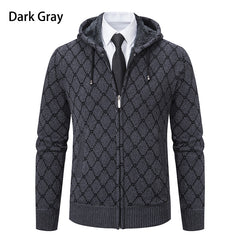 Men's Hooded Fashion Casual Trend Sweater - Black/Navy Blue/Milky White/Dark Gray (M-XXXL) - Polyester Fiber (Polyester) - Cardigan Style