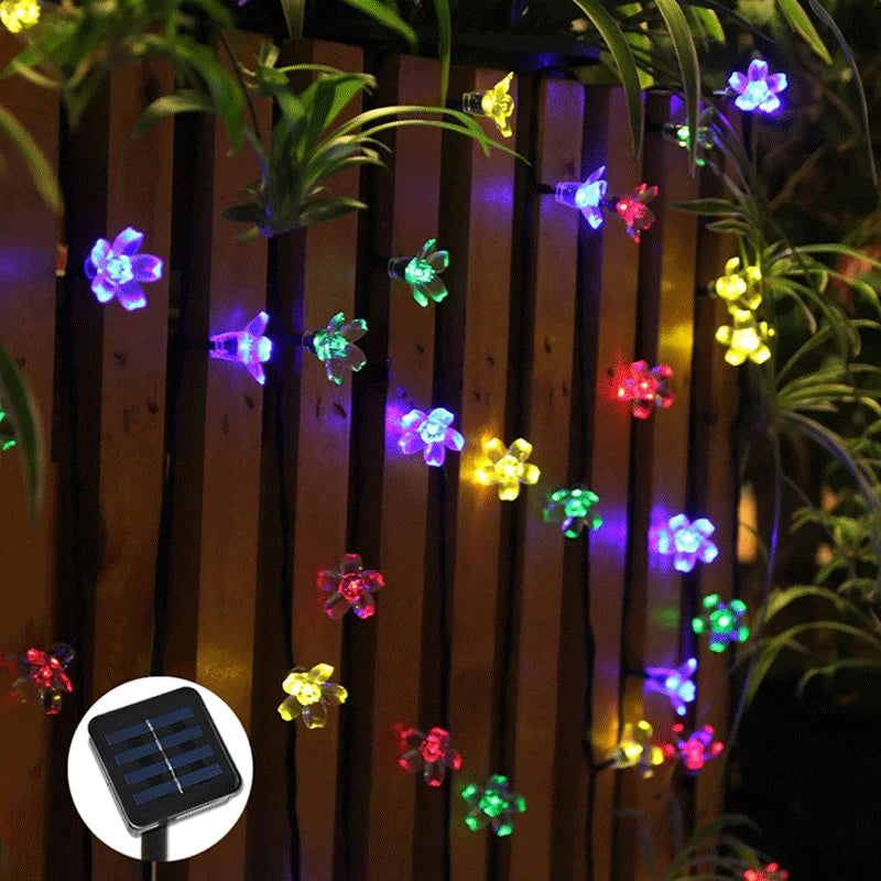 5M 20LED Solar String Lights Outdoor Waterproof 8 Mode Battery Operated Cherry Flower Light Christmas Garden Party Decoration - Farefe