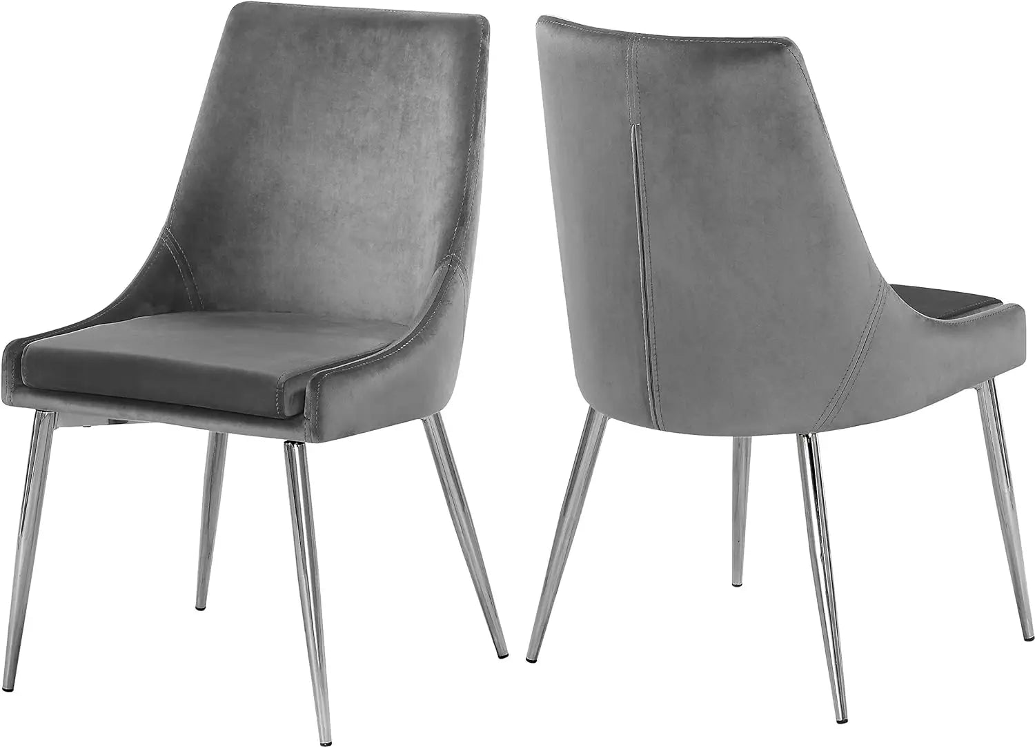 Meridian Furniture Karina Dining Chair Set - Modern Velvet Upholstered, Metal Legs - Farefe