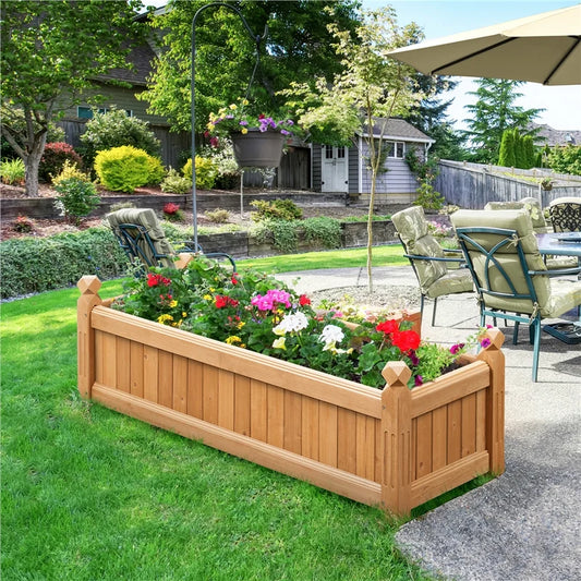 Wooden Raised Garden Bed Planter Box for Patio, Brown - 43.5" x 16" x 14"