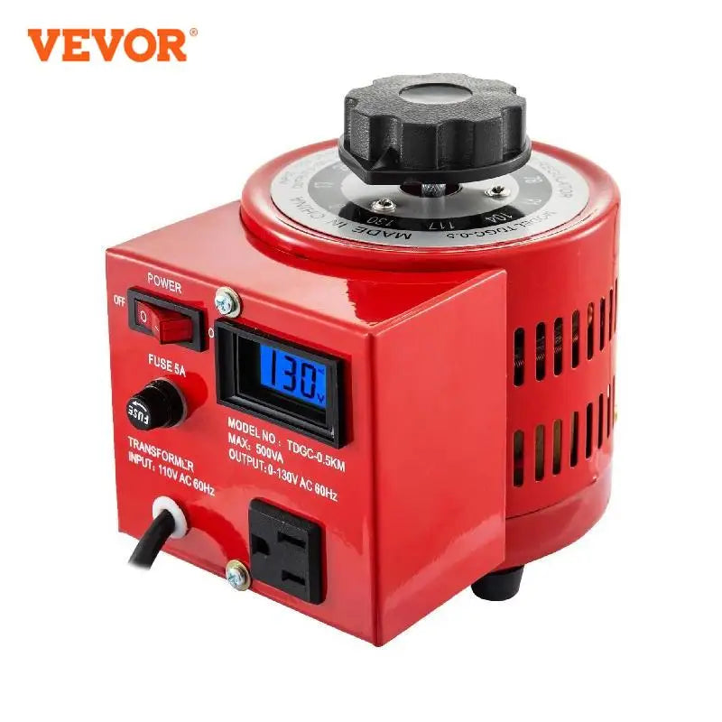 VEVOR Variable Transformer 500/2000VA Power Converter 0-130/230V 110V AC 60Hz LCD Plug - Farefe