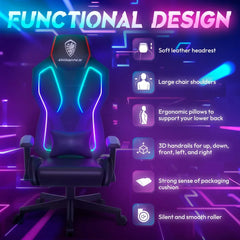 Ultimate Gaming Chair for Adults: Elevate Your Gaming Experience with the All-New LED-Lit Ergonomic Reclining Chair