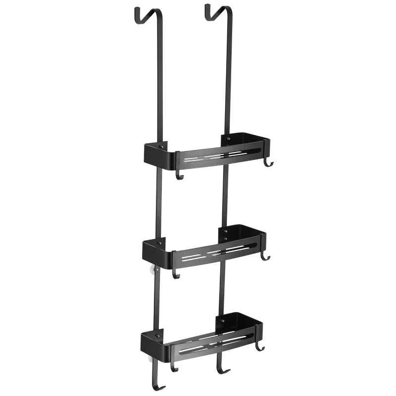 Black Hanging Bathroom Shelf Organizer Shampoo Holder Storage Rack EL5018 - Farefe