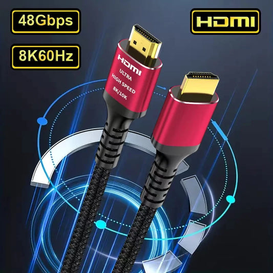 Long 8K HDMI 2.1 Cables, 48Gbps , High Speed Braided Cord-4K@120Hz 8K@60Hz, Compatible With Roku TV/PS5/PS4/HDTV/RTX 3080 3090 - Farefe